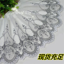 5Yds White Black Exquisite Bow Mesh embroidered lace skirt trim handmade diy home cloth accessory clothes Dec. 18CM LC14 2024 - buy cheap