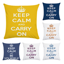 Letter Keep Calm and Carry On Cushion Cover Cotton Polyester Throw Pillow Case For Sofa Home Pillowcase Cushion Cover CR132 2024 - buy cheap