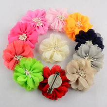 60pcs/lot 2.76 Inch Boutique Girls Hair Flower 20C Artificial Chiffon Flowers WITH CLIP For Kids Head Beauty Accessory  FC31 2024 - buy cheap