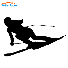 16*10cm tall Skiing Palyer Decar Car Decor Downhill Skier Flying Down the Mountain Rear windshield / Bumper Art Decoration L801 2024 - buy cheap