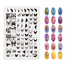 Placas de estampado de uñas, Serie de geometría de mariposa voladora, plantilla de uñas, imagen de sello de manicura, placa de diseño de uñas DIY, 1 ud. 2024 - compra barato