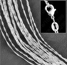 Wholesale 20pc Silver colorcolorChain 1.6mm Water Wave Chain Necklace for Women Jewelry Twisted Chain 26inches 2024 - buy cheap