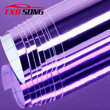 Película de envoltura de vinilo cromado de color púrpura brillante, espejo adhesivo de vinilo con burbujas sin aire con tamaño: 10/20/30/40/50/60x15 2cm/lote 2024 - compra barato