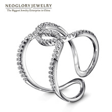 Neoglory Charm anillo de dedo cruzado para mujer diseño de diamantes de imitación joyería de fiesta romántica 2020 nuevo RI2 de boda 2024 - compra barato