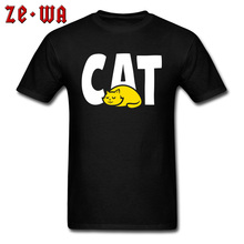 Camiseta masculina 100% algodão com estampa de gato, camiseta personalizada slim fit, linda, preta, xxg 2024 - compre barato