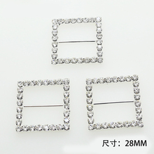 10pcs/lot 28mm Silver Square Rhinestone Buckles Diamond Buttons for Wedding Invitation Card Ribbon Silder DIY Bow Decoration 2024 - buy cheap