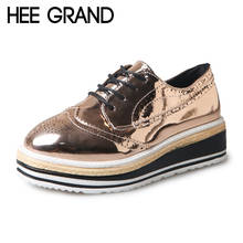 HEE GRAND 2018 New Creepers Platform Shoes Woman Sliver Gold Loafers Casual Slip On Flats Patchwork Women Oxfords Shoes XWX6710 2024 - buy cheap