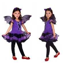 Christmas Fancy Masquerade Party Bat Bat Girl Costume Children Cosplay Dance Dress Costumes for Kids Purple Clothing 2024 - buy cheap