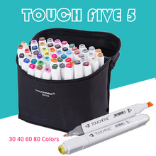 Touchfive-canetinha marcador, ponta dupla, kit com 30, 40 60 ou 80 cores, para desenho artístico, arte, esboço, oleoso, anime 2024 - compre barato
