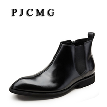 PJCMG-zapatos de piel auténtica sin cordones para hombre, botines de alta calidad, cómodos, a la moda, para primavera y otoño 2024 - compra barato