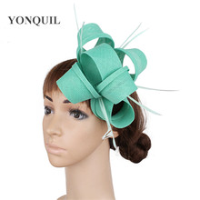 Verde esmeralda fascinators chapéus sposa festa de casamento chapéus e fascinator floral com penas headbands acessórios ou 20 cores 2024 - compre barato