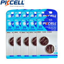 10Card/20Pcs PKCELL CR2025 3V Lithium Battery DL2025 BR2025 ECR2025 CR 2025 Battery 150mAh Capacity 3V Batteria 2024 - buy cheap
