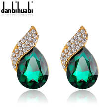 Geometric Water Stud Earrings Blue / Green / Black Glass Rhinestone Stud Earrings for Women's Fine Jewelry Party Gift 2024 - buy cheap