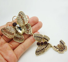 TTjewelry Элегантный 3 бабочка коричневый Брошь со стразами-кристаллами Pin женские насекомых кулон 2024 - купить недорого