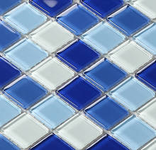 blue color crystal glass mosaic tiles HMGM2007B for swimming pool grooming table kitchen backsplash tile bathroom shower 2024 - buy cheap