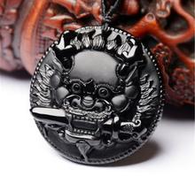 Natural frosted Obsidian Pendant man, lion Jades Crystal Pendant Necklace FREE SHIPPING 2024 - buy cheap