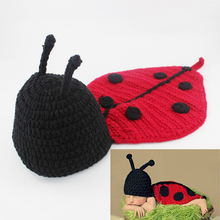 Knitted Baby Photography Props Costume Newborn Infant Crochet Ladybug Hat and Cover Set Handmade Animal Beanie with Cape 2024 - buy cheap