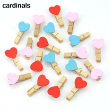 12 pcs Excellent Quality 35mm Mini Love Wooden Clips For Notes Clothes Photo Wall Decoration Clip Spring DIY Decorative 2024 - buy cheap