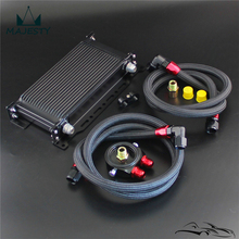 Radiador de óleo preto 19 fileiras com suporte + kit de mangueira adaptadora de filtro para carro japão 2024 - compre barato