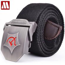 2022 New Men Automatic buckle Belt Thicken Canvas belts Communist Military Belt Army Tactical Belts High Quality Strap 110 140CM 2024 - buy cheap