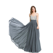 V-neck Prom Dresses Sleeveless Diamonds Top Chiffon Skirt Long Formal Party Dresses Gray Black Burgundy Color vestidos de formal 2024 - buy cheap