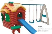 Детская уличная игровая площадка, деревянный домик, набор качелей 2024 - купить недорого