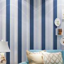 Papel tapiz de estilo mediterráneo a rayas blancas y azules, no tejido, moderno, Simple, para sala de estar, dormitorio, decoración de pared de fondo de TV 2024 - compra barato