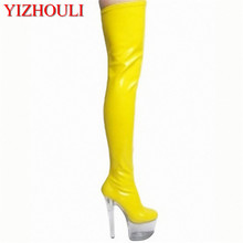 15 cm sexy transparent soles, boots, model stage walking shoes, fashionable noble temperament and knee boots 2024 - buy cheap