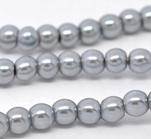 Glass Loose Beads Round silver color-gray Color About 6mm Dia,Hole: Approx 1mm,82cm ,1 Strand(Approx 145 PCs/Strand) new 2024 - buy cheap