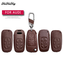 Brown Car Key Case Cover For Audi A1 A2 A3 A4 A5 A6 A7 TT Q3 Q5 Q7 R8 S6 S7 S8 A4L A6L Key Shell Ring Holder Genuine Leather Bag 2024 - buy cheap