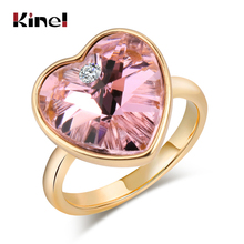 Модные обручальные кольца Kinel с кристаллами в форме сердца для женщин Женское Обручальное кольцо с кубическим цирконием для вечеринки розовое кольцо эффектные очаровательные ювелирные изделия 2024 - купить недорого