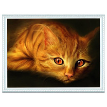 Oneroom-Bordado de gato amarillo para niños y mascotas, kit de punto de cruz sin imprimir DMC 14CT, costura de arte 2024 - compra barato