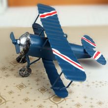 Vintage Biplane Model Mini Figurines for Home Decor Metal Iron Air Plane Model Aircraft Children Room Hanging Decor Kids Gift 2024 - buy cheap