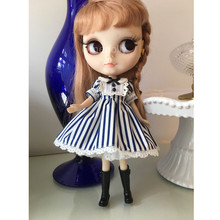 1 шт., милое платье в полоску для кукол Blyth, Pullip, Azone, Licca, 1/6 BJD, 1/8 BJD 2024 - купить недорого