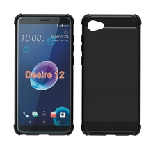 Capa de fibra de carbono anti-risco, capa de tpu macio com design de fibra de carbono para htc desejo 12 2024 - compre barato