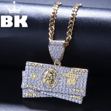 THE BLING KING Custom Plug Brothers Necklace Hip Hop Full Iced Out Cubic Zirconia gold sliver CZ Stone 2024 - buy cheap