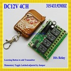 4 CH Relé DC 12 V Wireless Receiver & Transmitter Momentary Alternar Travado RF Switch Controle Remoto Sistema de LED SMD EM OFF 315/433 2026 - compre barato 4 CH Relé DC 12 V Wireless Receiver & Transmitter Momentary Alternar Travado RF Switch Controle Remoto Sistema de LED SMD EM OFF 315/433 2026 - compre barato