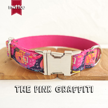 MUTTCO retailing especial auto-Diseño el GRAFFITI rosa de alta calidad hecho a mano perro collar Correa 5 tamaños UDC063 2024 - compra barato