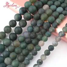 Cuentas de piedra Natural para hacer joyas, abalorios de ágata de musgo verde, redondos, escarcha, mate, 6/8/10mm, para collar, pulsera, espaciador, hebra de 15" 2024 - compra barato