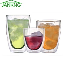 JANKNG-Mini taza de vidrio de doble pared resistente al calor, hecha a mano, para bebidas saludables, café, vidrio aislado, 1 Uds. 2024 - compra barato