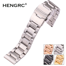 Henblush pulseiras de relógio femininas e masculinas, 18 20 22 24mm, prata rosa dourado e preto, aço inoxidável escovado, pulseira de substituição 2024 - compre barato