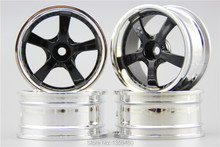 4pcs 1/10 Touring&Drift  Wheel Rim W5S2CK(Chrome+Painting Black) 4mm offset  fits for 1:10 Touring&Drift Car 1/10 Rim 10264 2024 - buy cheap