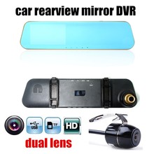 hot sale 4.3 inch car rearview mirror DVR HD dual lens video recorder camcorder vehicle dash cam black box include rear camera 2024 - buy cheap