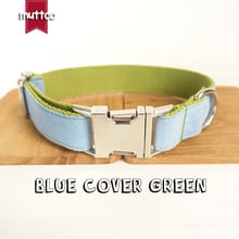 10pcs/lot MUTTCO wholesale self-designed comfortable collar BLUE COVER GREEN handmade dog collars and leashes 5 sizes UDC033 2024 - buy cheap