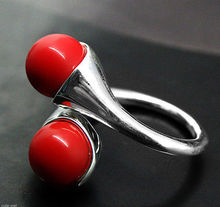 Hot sale new Style Women's  Natural Red 925 Solid Sterling Ring Sz adjustab 2024 - buy cheap