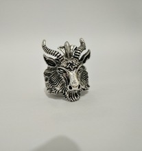 Retro Sheep Goat Horn Head Finger Ring Satan Worship Baphomet Aries Zodiac Wicca Star For Men Boy Gift Punk Biker Animal Jewelry 2024 - buy cheap