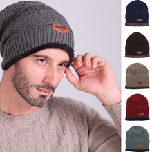 Men's Winter Hat Windprroof Knitted Black Hats Fall Hat Thicken Warm Bonnet Soft Knitted Wool Cotton Fleece Hat Caps For Women 2024 - buy cheap