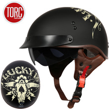 TORC T55 Motorcycle Helmet With Inner Sun Visor Vintage Half Face Helmet Motorsport Casco Casque Moto Retro Helmets DOT 2024 - buy cheap