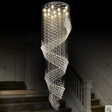 K9 Crystal Long Chandelier Suspension Wave Living Room Crystal Pendant Lamp Modern LED GU10 Spiral Stair Villa Droplight 2024 - buy cheap