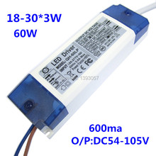 10 Pieces 40W 50W 60W LED Driver 18-30x3W 600mA DC54-105V High Power LED Powr Supply For Floodlight 2024 - buy cheap
